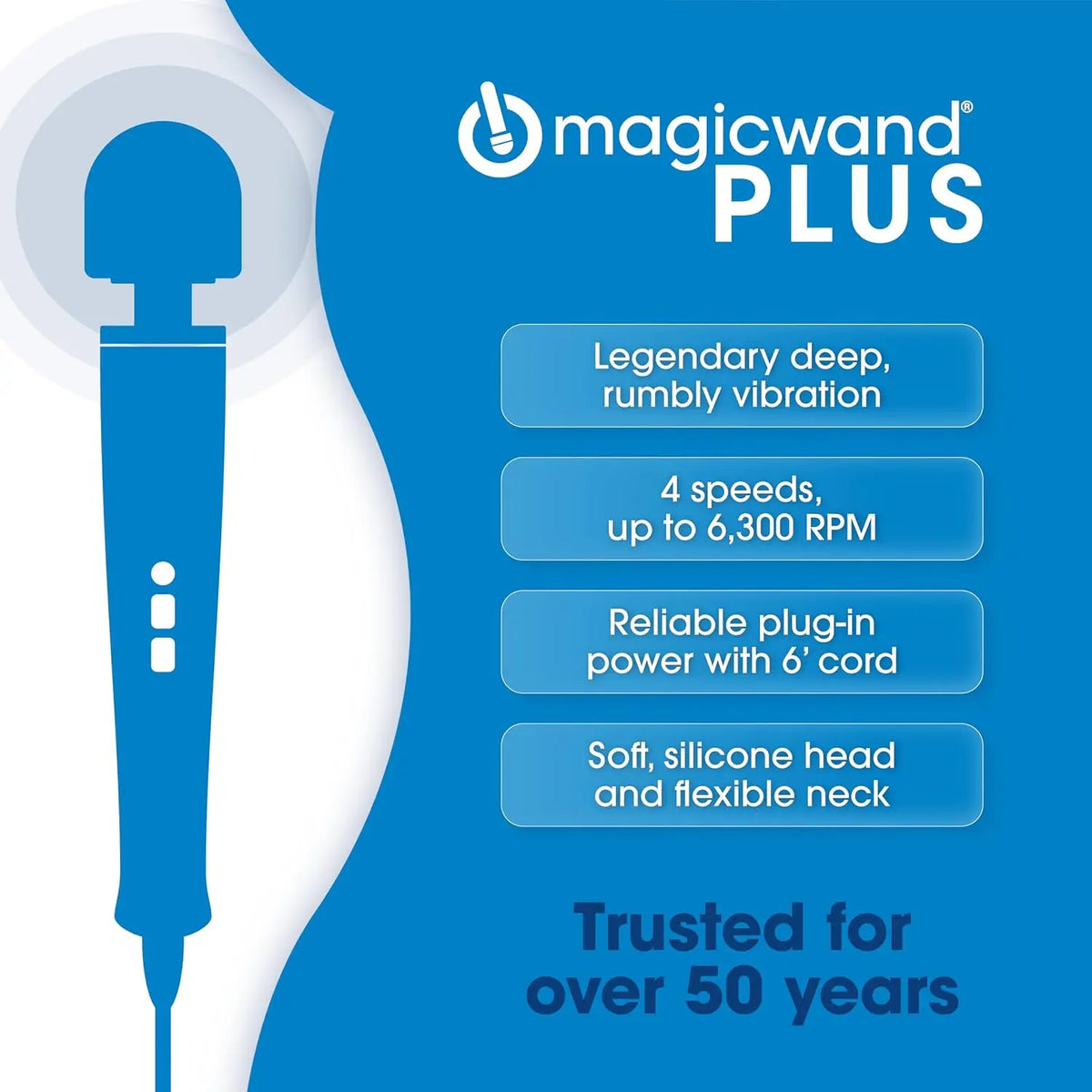Magic Wand® Wand Plus - Variable Speed Corded Massager White