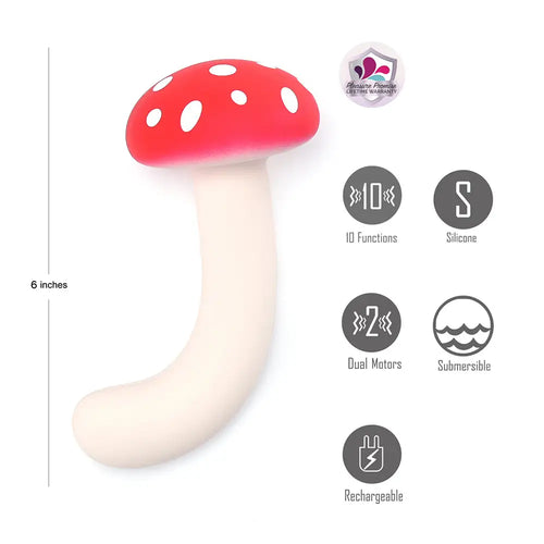 Maia Toys ALICE Dual-Motor Flex Shaft Mushroom Vibrator – 10 Functions IPX7 Multicolor