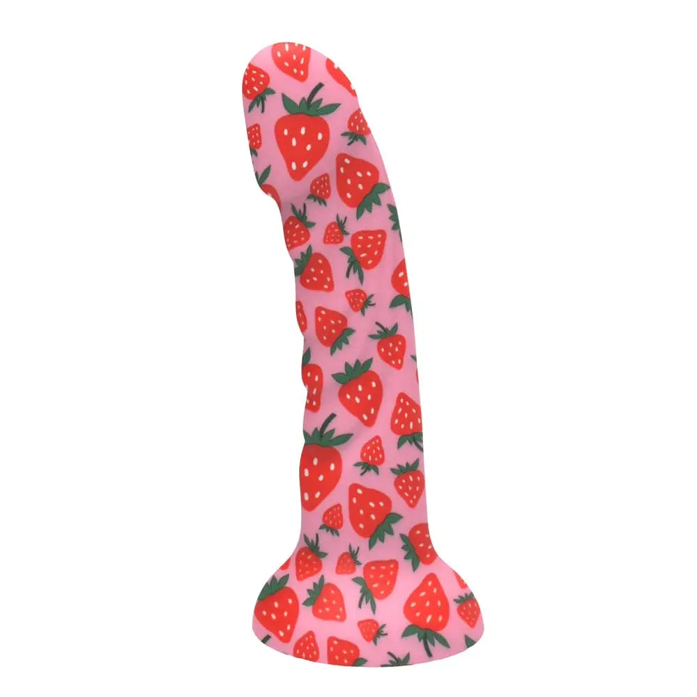Juici 7" Strawberry Print Silicone Dildo - Rolik®