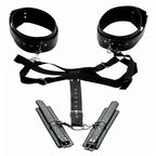 Master Series® Acquire Easy Access Thigh Harness With Wrist Cuffs - Black - Restraints