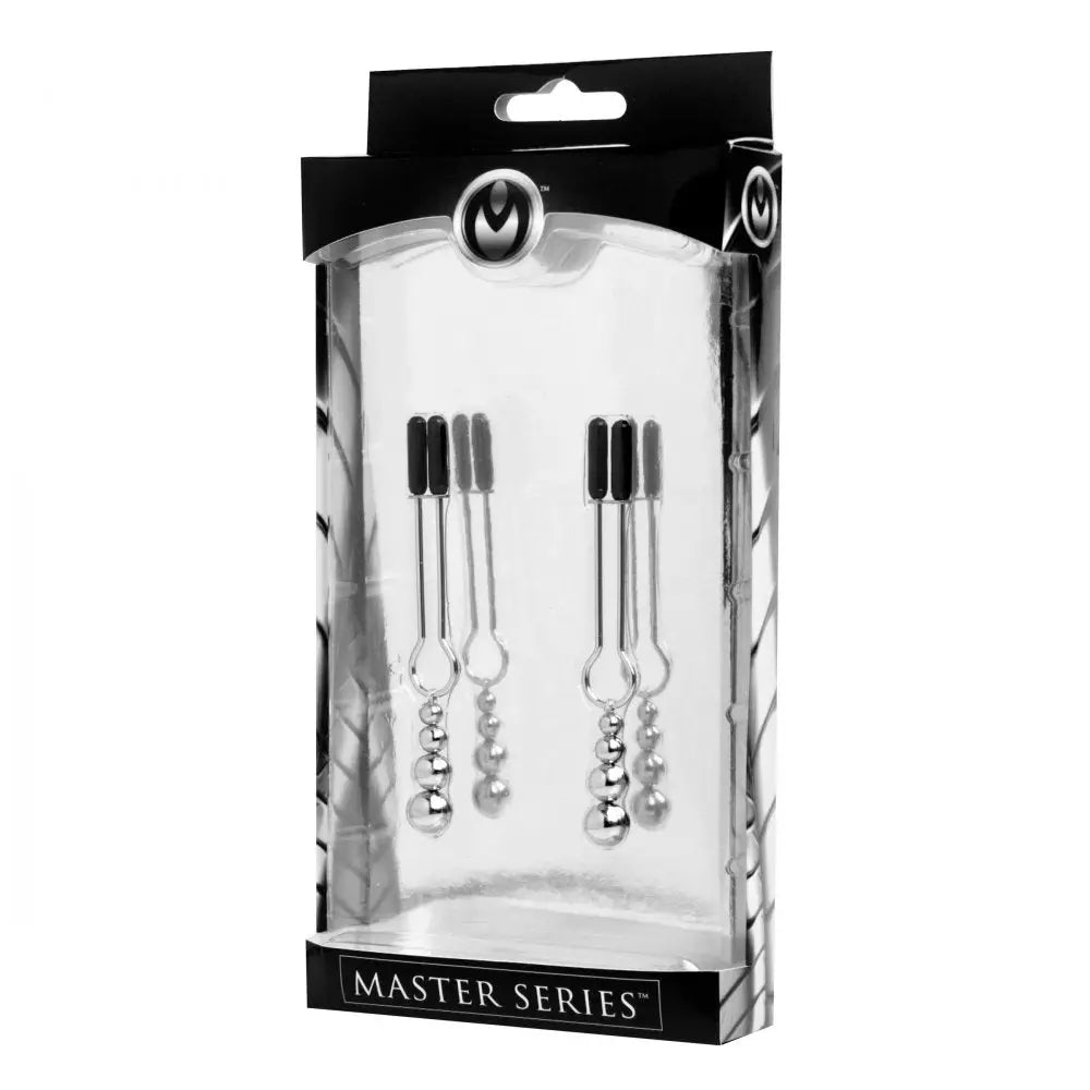 Master Series® Adorn Triple Bead Nipple Clamp Set - Silver - Clamps