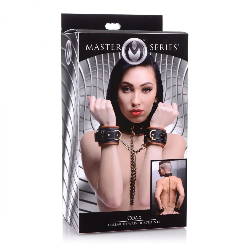 Master Series® Coax Collar to Wrist Restraints - Black