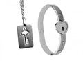 Master Series® Cuffed Locking Bracelet and Key Necklace - Silver - Restraints