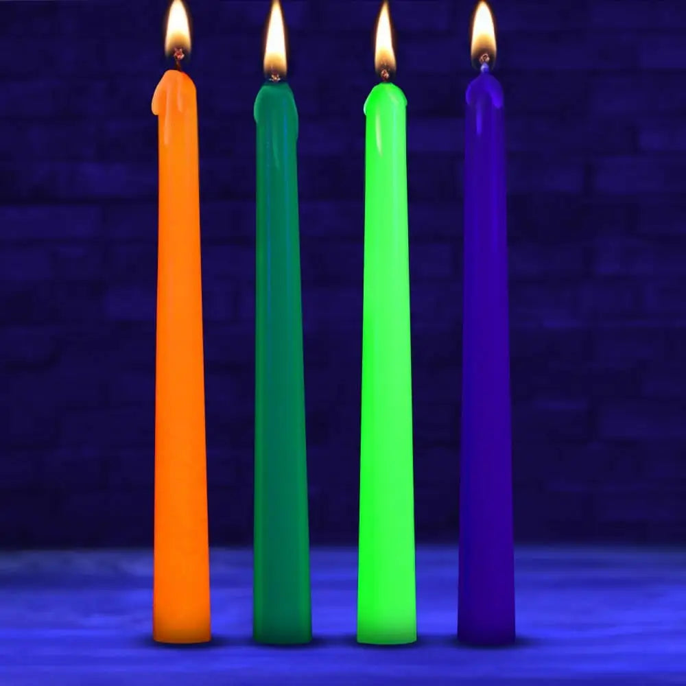 XR Brands® Master Series® Glow Wax UV Blacklight Reactive Drip Candles 4-Pack - Rolik®