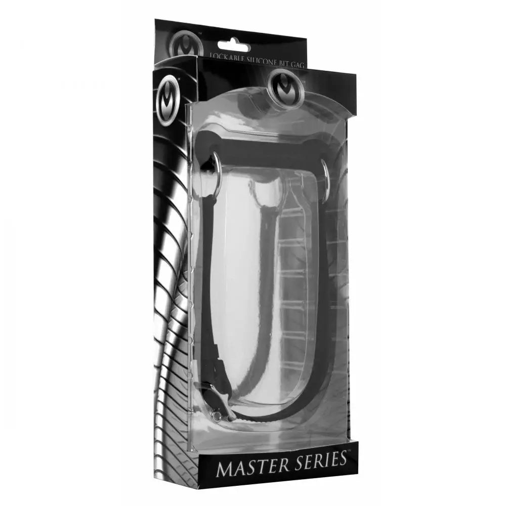 Master Series® Mr. Ed Lockable Silicone Horse Bit Gag - Black - Gags