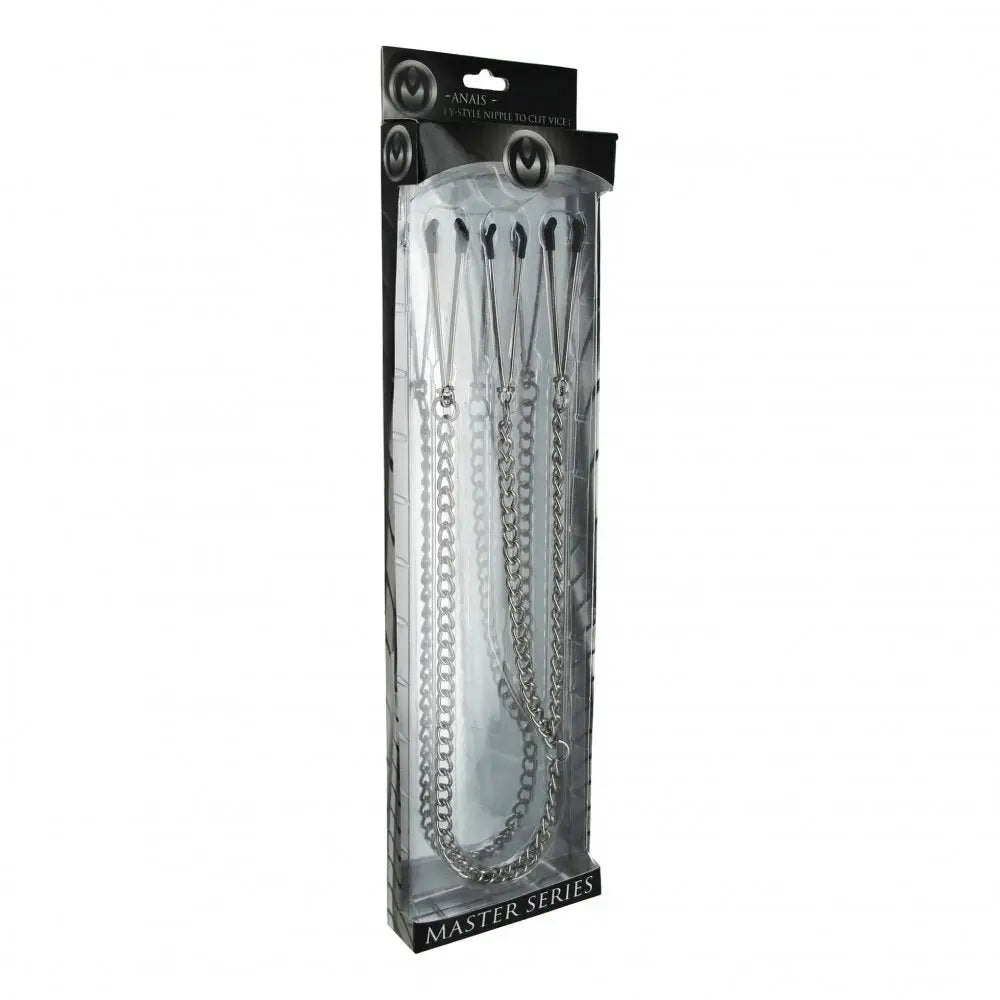 Master Series® Nipple to Clit Tweezer Clamp Set - Silver - Clamps