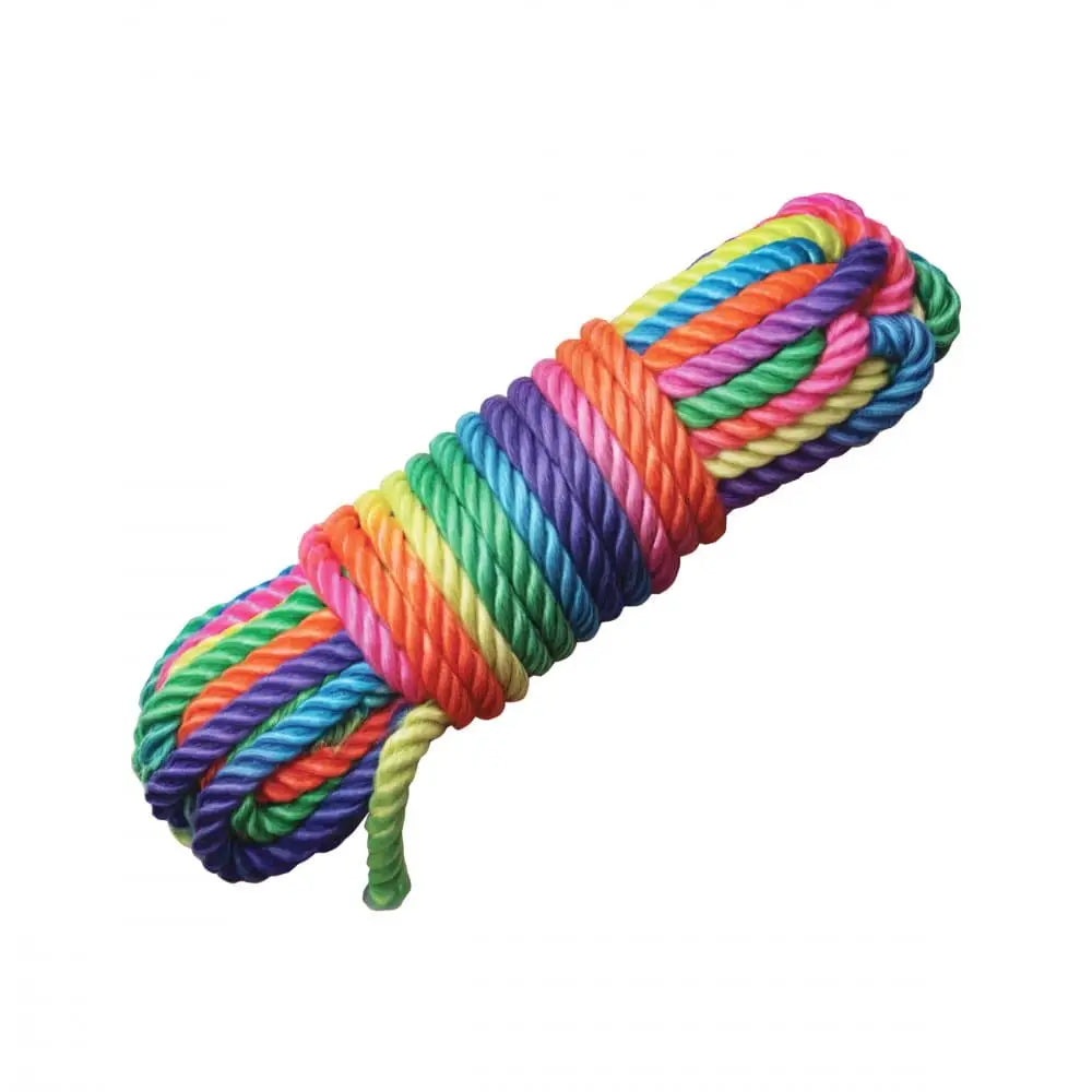 XR Brands® Master Series® Rainbow Nylon Bondage Rope 32 feet - Rolik®
