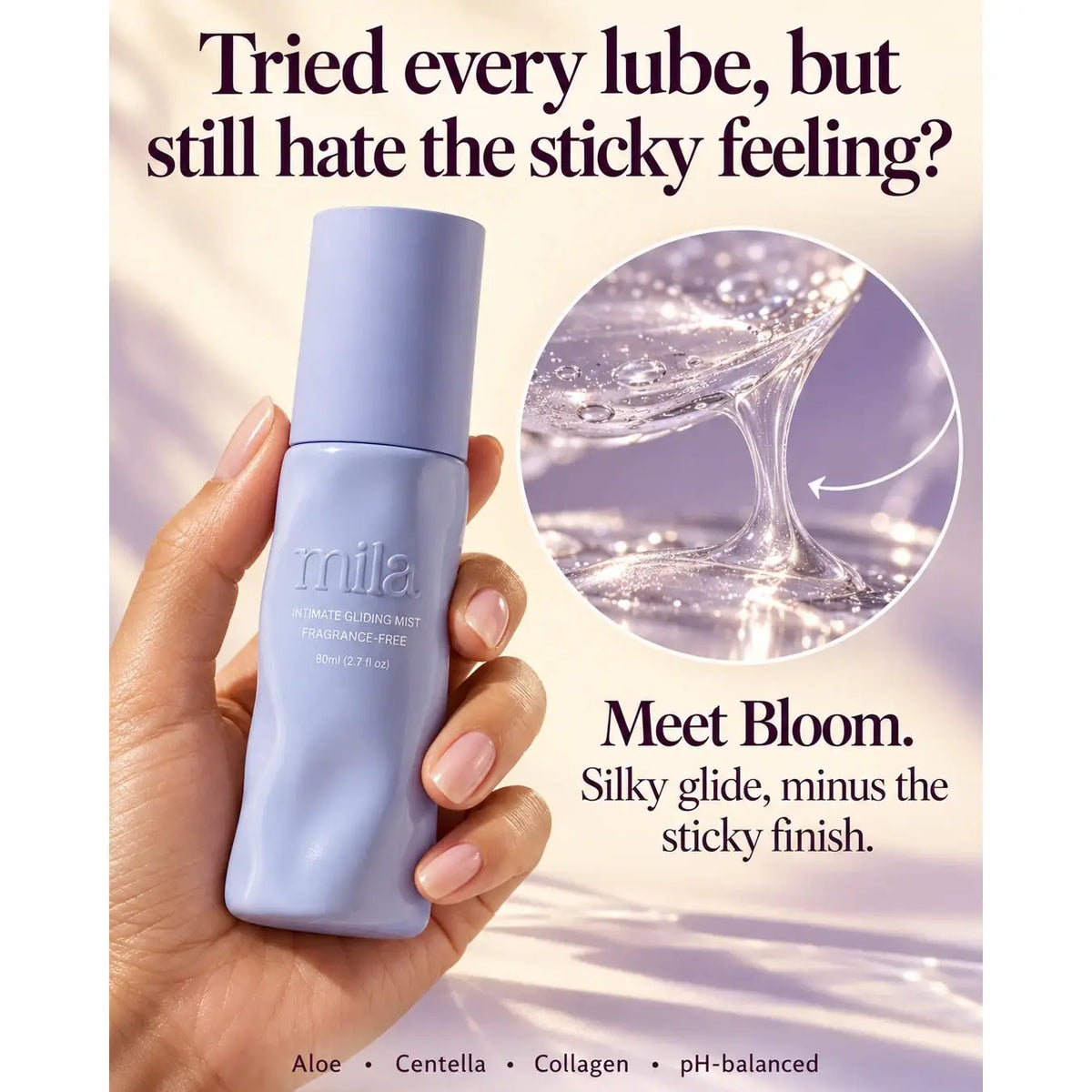 Mila Bloom Fragrance Free Water-Based Intimate Gliding Mist 1 Bottle