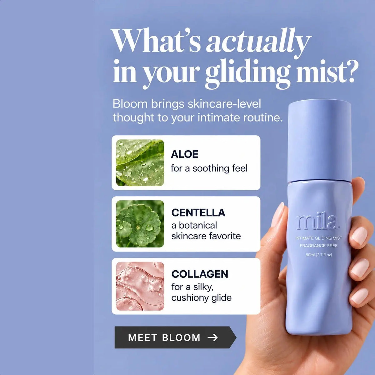 Mila Bloom Fragrance Free Water-Based Intimate Gliding Mist 1 Bottle