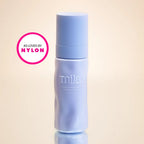 Light blue bottle with 'mila' branding on a beige background, featuring 'Nylon' logo.