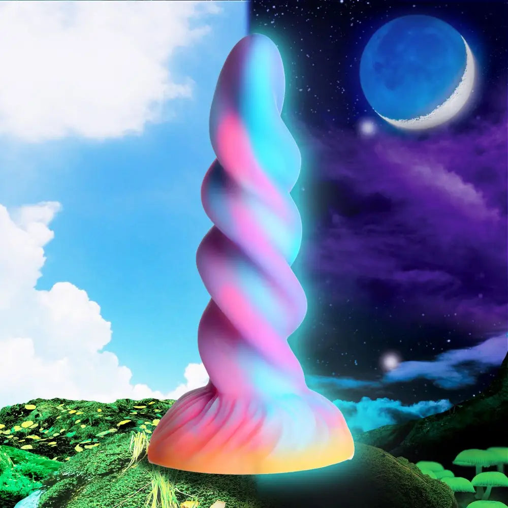 Moon Rider Glow in the Dark Unicorn Dildo - Rainbow