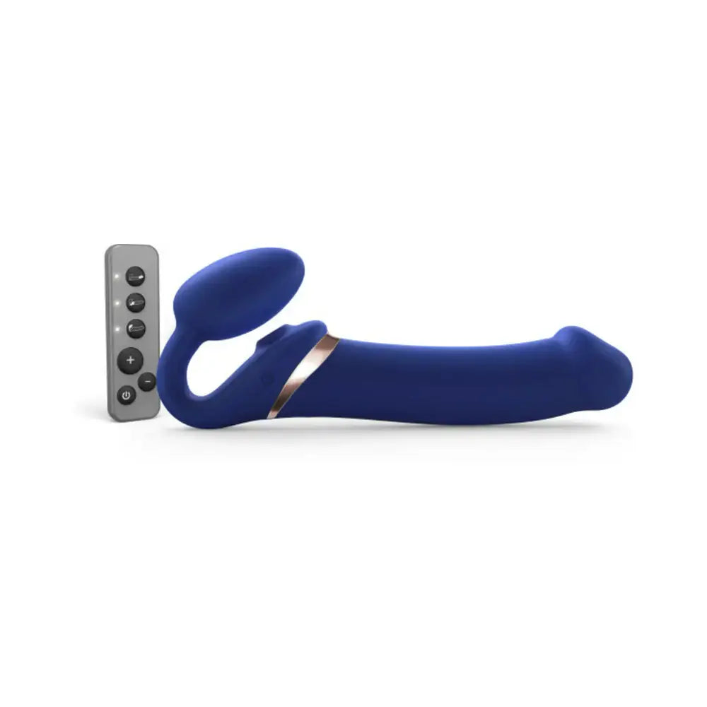 Multi Orgasm Bendable Strap - On Dildo - Blue / XL