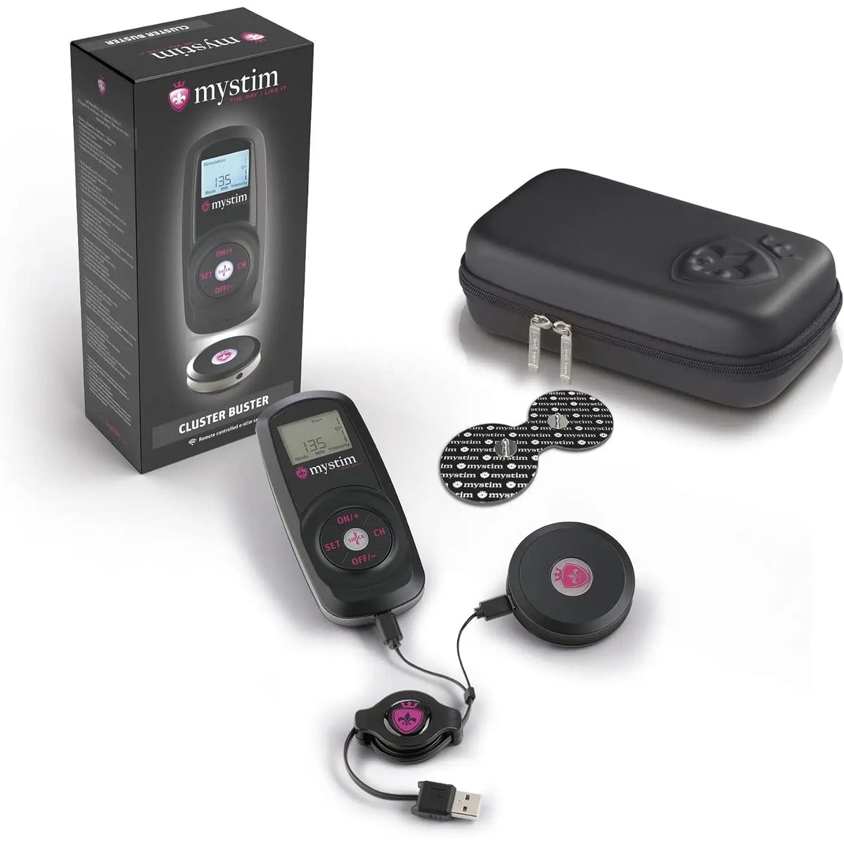 Mystim Cluster Buster E-Stim Starter Kit with Remote Control