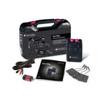 Mystim Pure Vibes electronic stimulator set with packaging and accessories on a white background