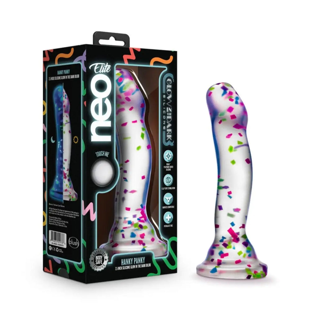 Neo Elite Hanky Panky Confetti Glow in the Dark Silicone Dildo - Rolik®