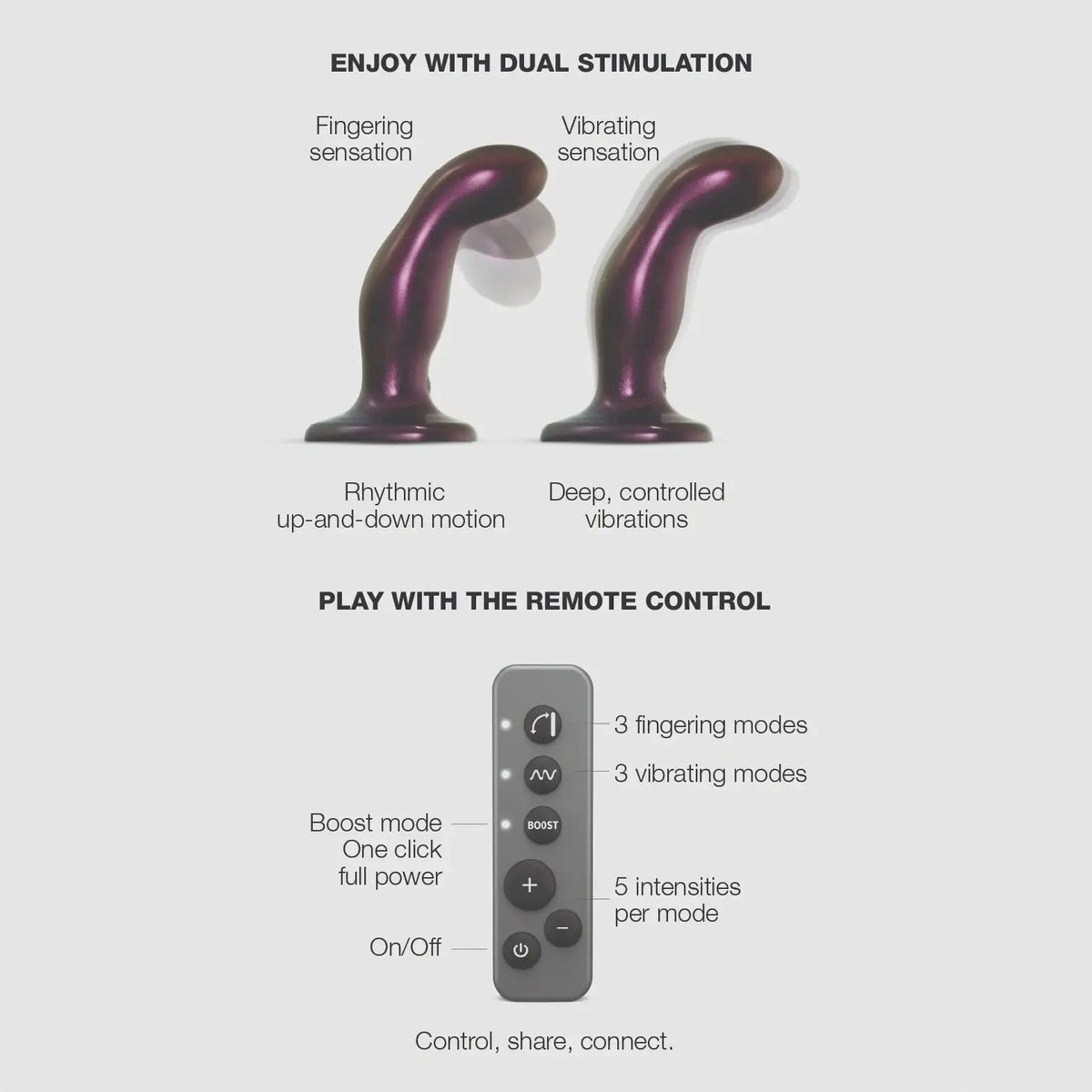 Nexus® Strap On Me Remote-Controlled Fingering & Vibrating Dildo Purple