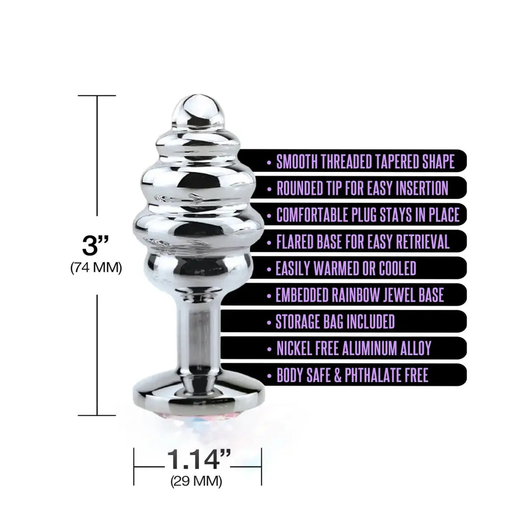 Nixie™ Honey Dipper Ribbed Metal Butt Plug - Rolik®