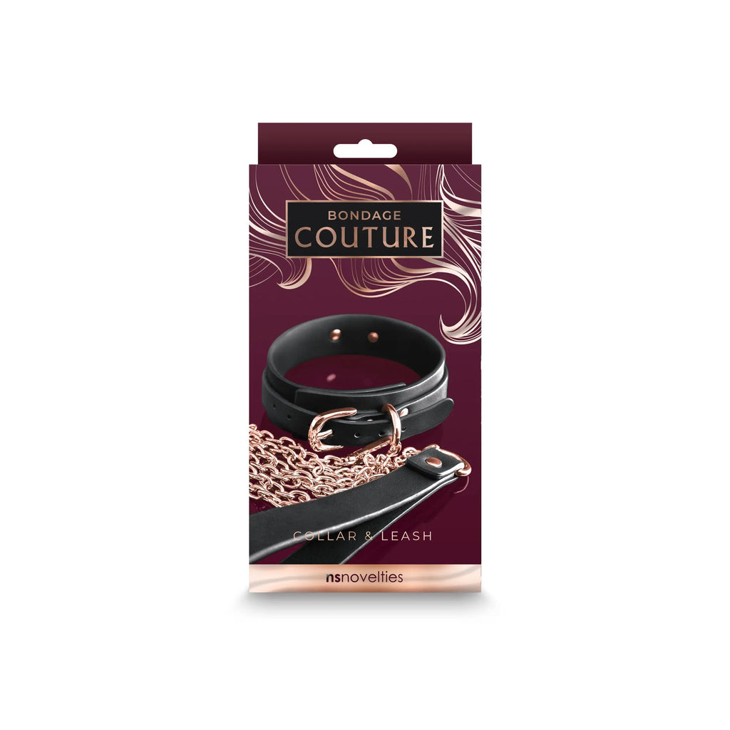 NS Novelties Bondage Couture Vinyl Collar & Leash Set