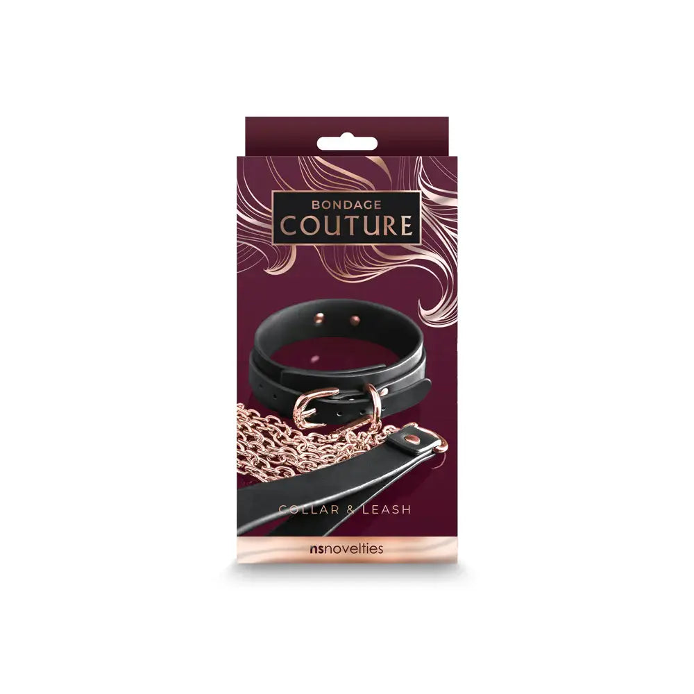 Bondage Couture Vinyl Collar and Leash - Restraints