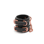 NS Novelties Bondage Couture Vinyl Wrist Cuffs - Premium Adjustable Restraints Black