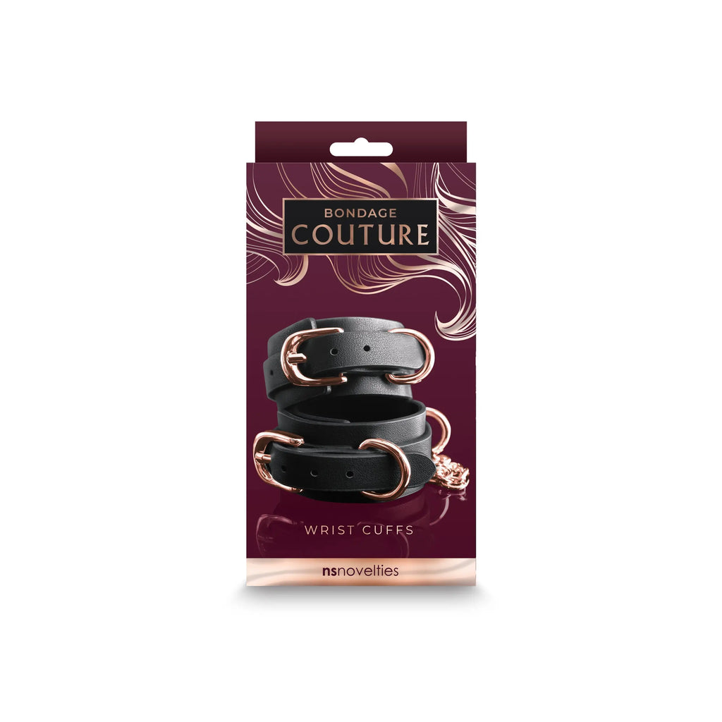 NS Novelties Bondage Couture Vinyl Wrist Cuffs - Premium Adjustable Restraints