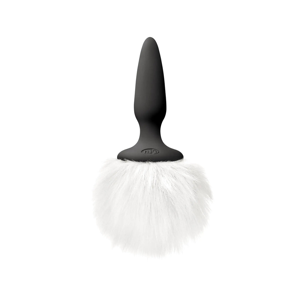 NS Novelties Bunny Tails Mini Butt Plug - Silicone Fantasy Tail White