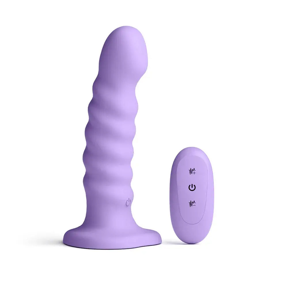 NS Novelties Colours Ribbed Remote Control Vibrating Dildo with Suction Cup Lilac / 6’’