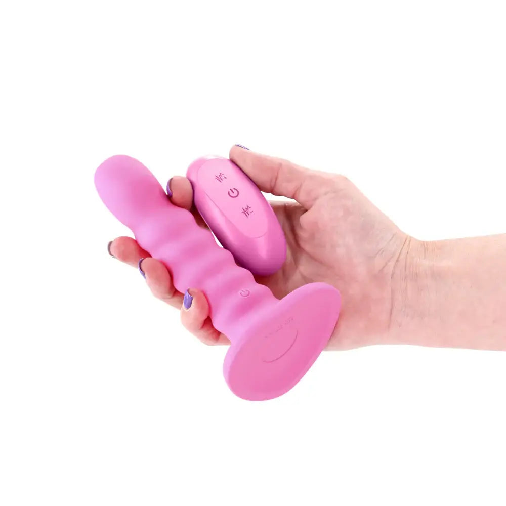 NS Novelties Colours Ribbed Remote Control Vibrating Dildo with Suction Cup