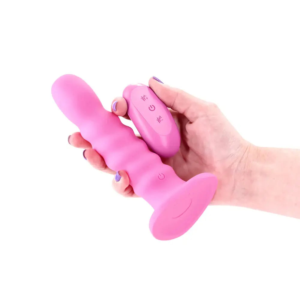 NS Novelties Colours Ribbed Remote Control Vibrating Dildo with Suction Cup