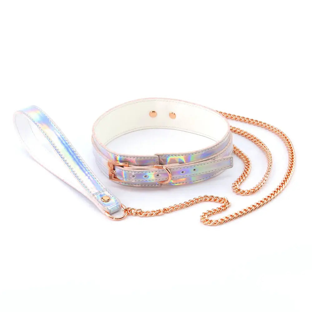 Cosmo Bondage Collar and Leash - Rainbow - Restraints