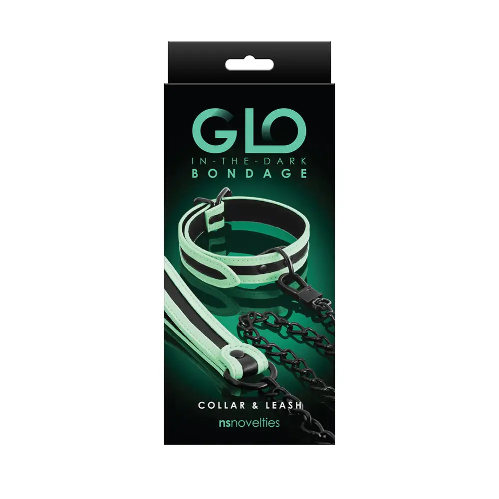 Glo Bondage Collar and Leash - Glow in the Dark - Restraints