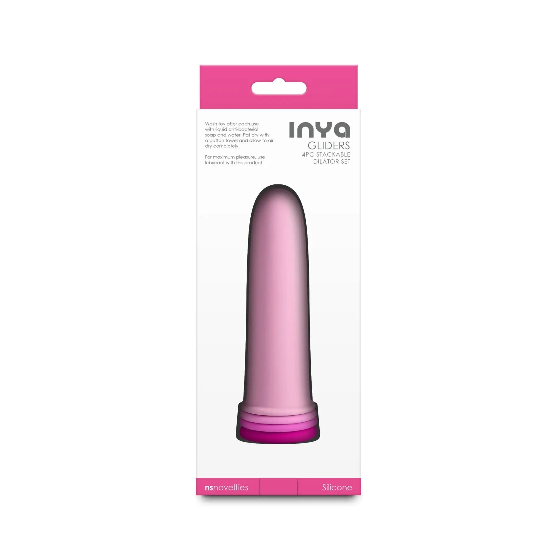 NS Novelties INYA Gliders 4-Piece Stackable Silicone Dilator Set - Body-Safe Pink
