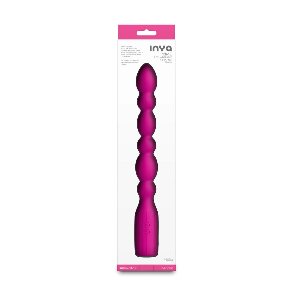NS Novelties INYA Prime Vibrating Beads - 8.5’’ Rechargeable Anal with 3 Speeds & 6 Functions Hot Pink