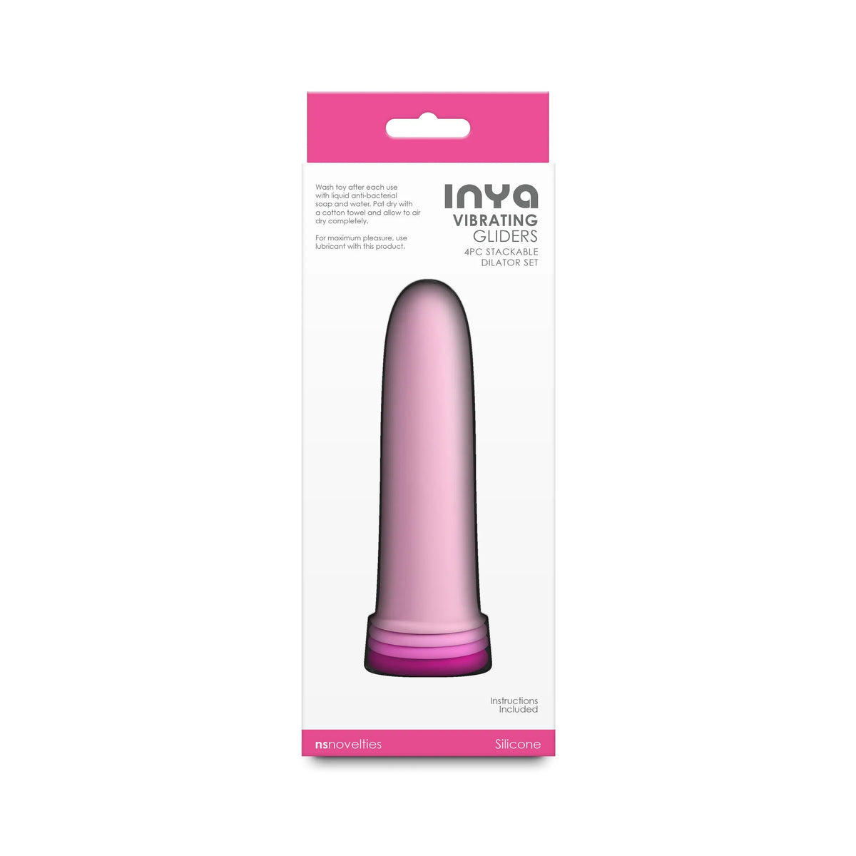 NS Novelties INYA Vibrating Gliders 4-Piece Stackable Silicone Dilator Set Multicolor
