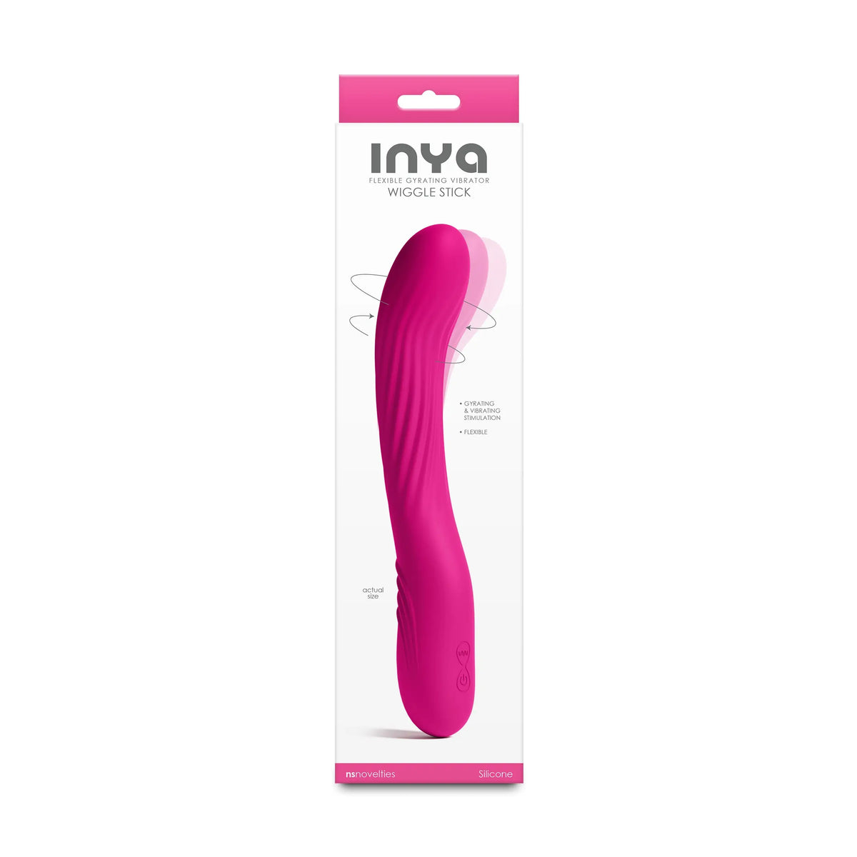 NS Novelties INYA Wiggle Stick Flexible Silicone Gyrating Vibrator Hot Pink