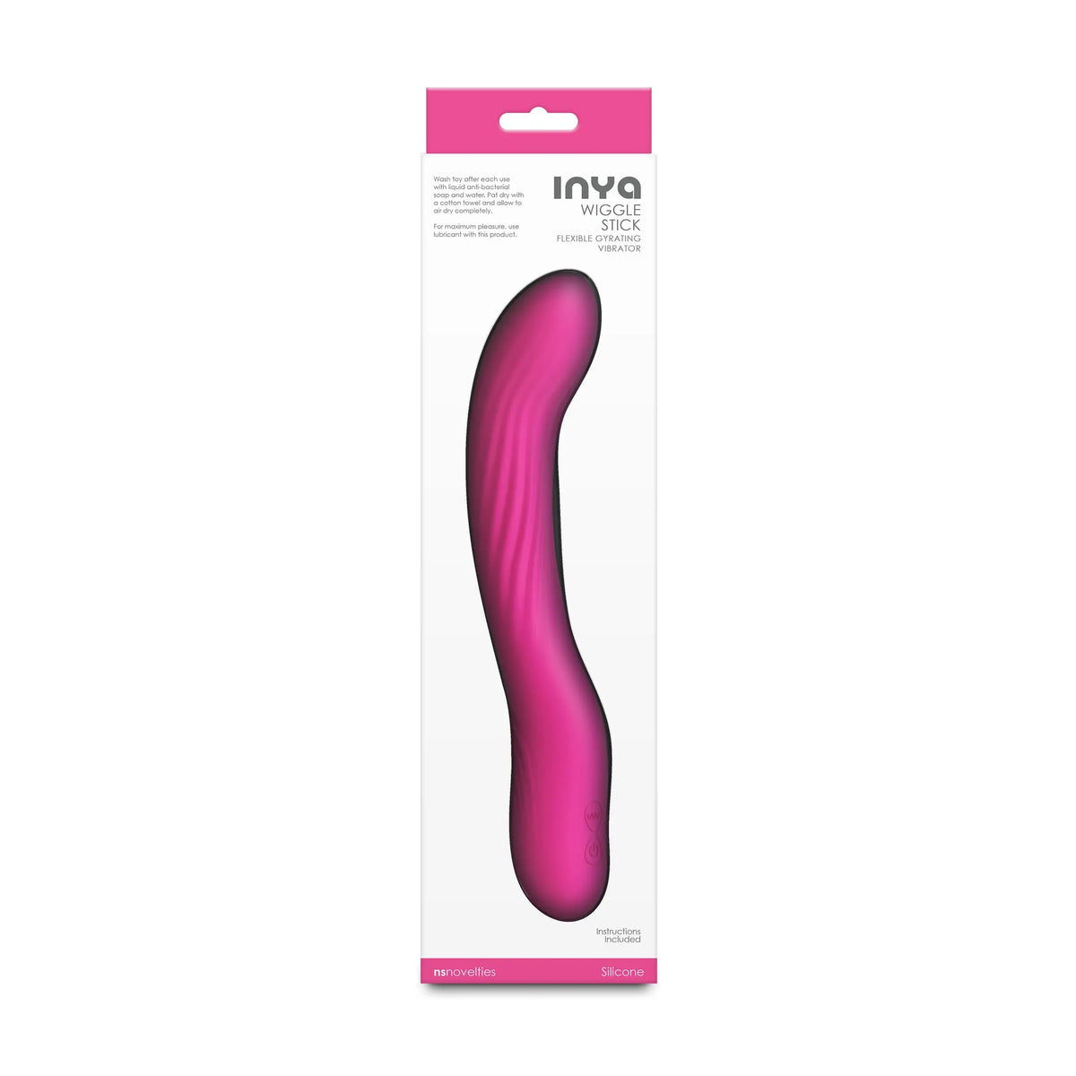 NS Novelties INYA Wiggle Stick Flexible Silicone Gyrating Vibrator Hot Pink