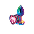 NS Novelties Rear Assets Heart-Shaped Aluminum Butt Plug - Multicolor Chrome Small / Pink