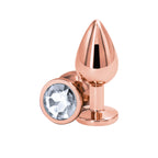 NS Novelties Rear Assets Rose Gold Aluminum Butt Plug Medium / Clear