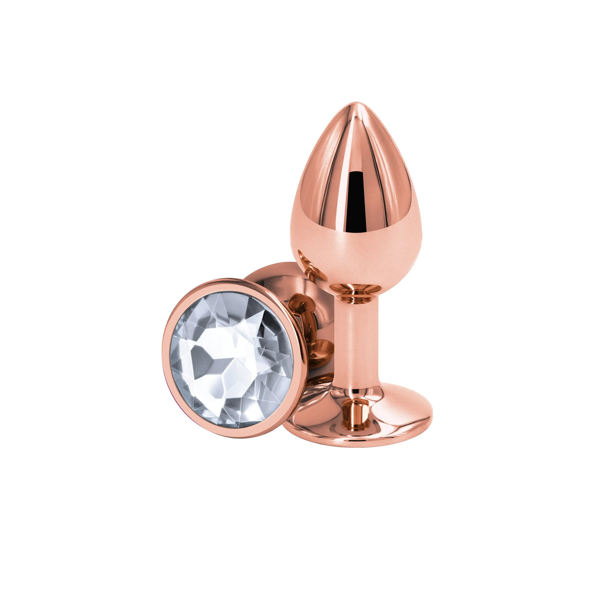 NS Novelties Rear Assets Rose Gold Aluminum Butt Plug Small / Clear