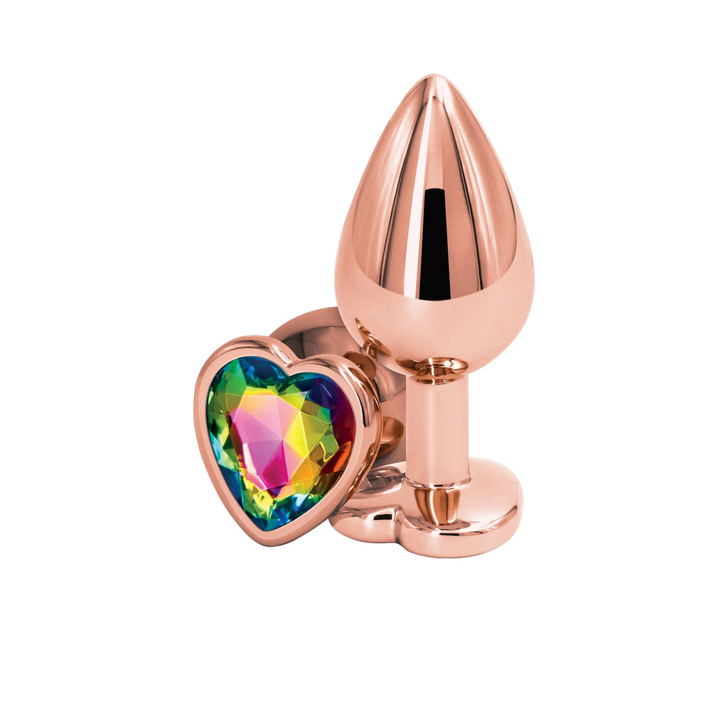 NS Novelties Rear Assets Rose Gold Heart Butt Plug Medium / Rainbow