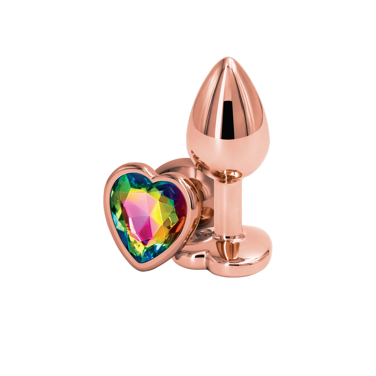 NS Novelties Rear Assets Rose Gold Heart Butt Plug Small / Rainbow