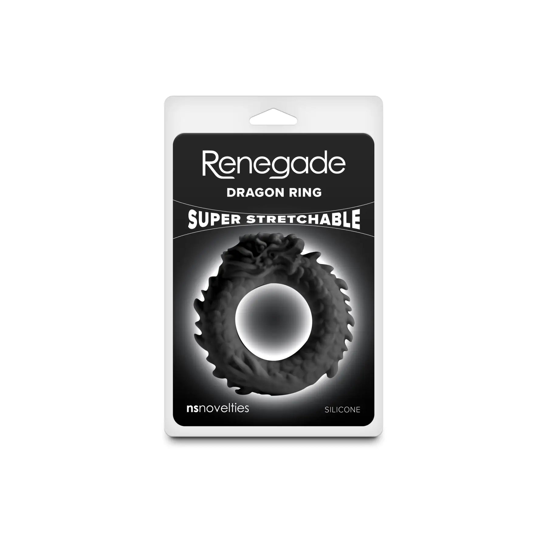 NS Novelties Renegade Dragon Silicone C-Ring - Stretchy & Waterproof Black
