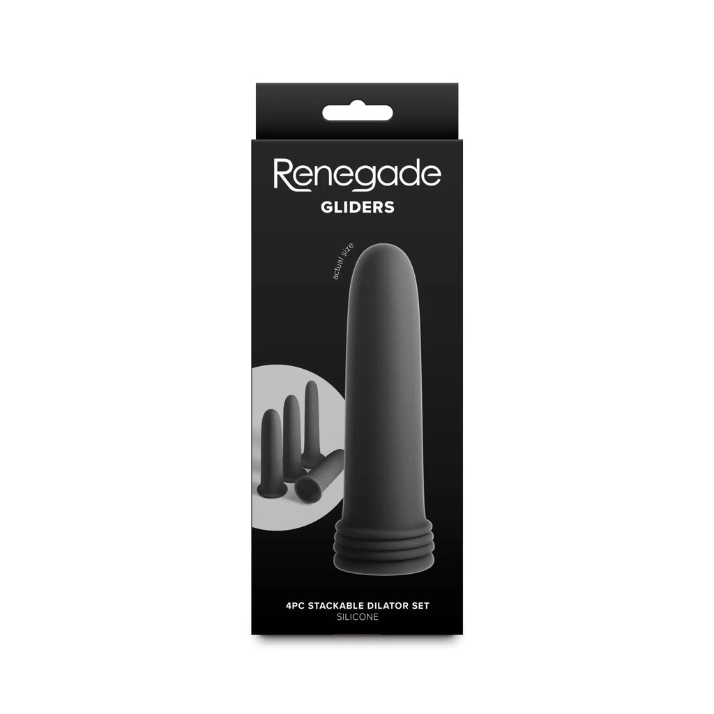 NS Novelties Renegade Gliders 4-Piece Stackable Dilator Set - Progressive Comfort Training Black