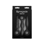 NS Novelties Renegade Trio Kit - 3-Piece Silicone Anal Plug Set with Finger Rings Black