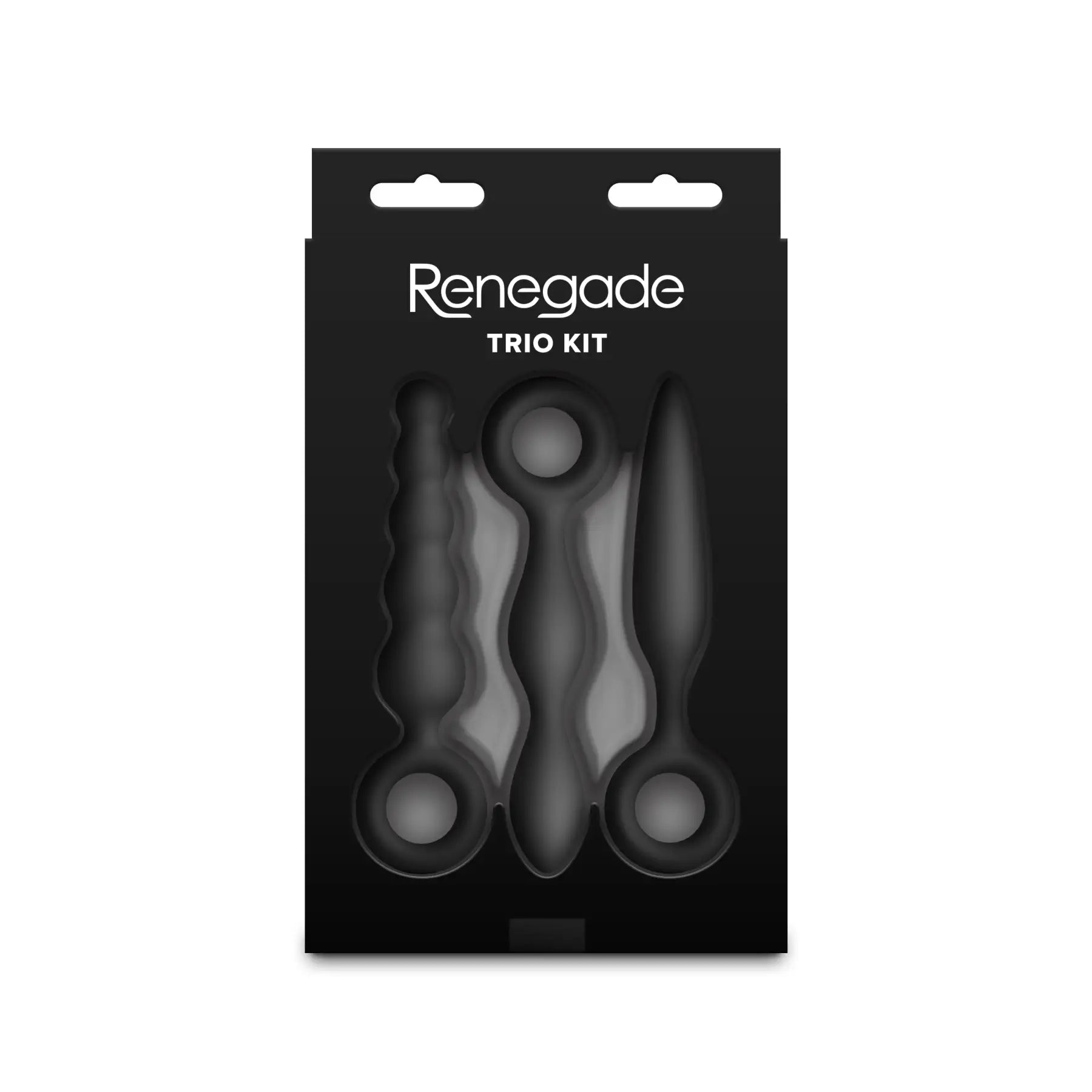 NS Novelties Renegade Trio Kit - 3-Piece Silicone Anal Plug Set with Finger Rings Black