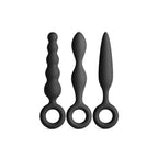 NS Novelties Renegade Trio Kit - 3-Piece Silicone Anal Plug Set with Finger Rings Black