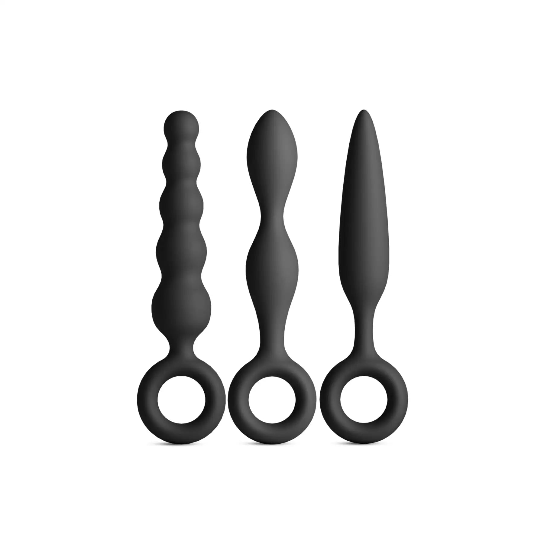 NS Novelties Renegade Trio Kit - 3-Piece Silicone Anal Plug Set with Finger Rings Black