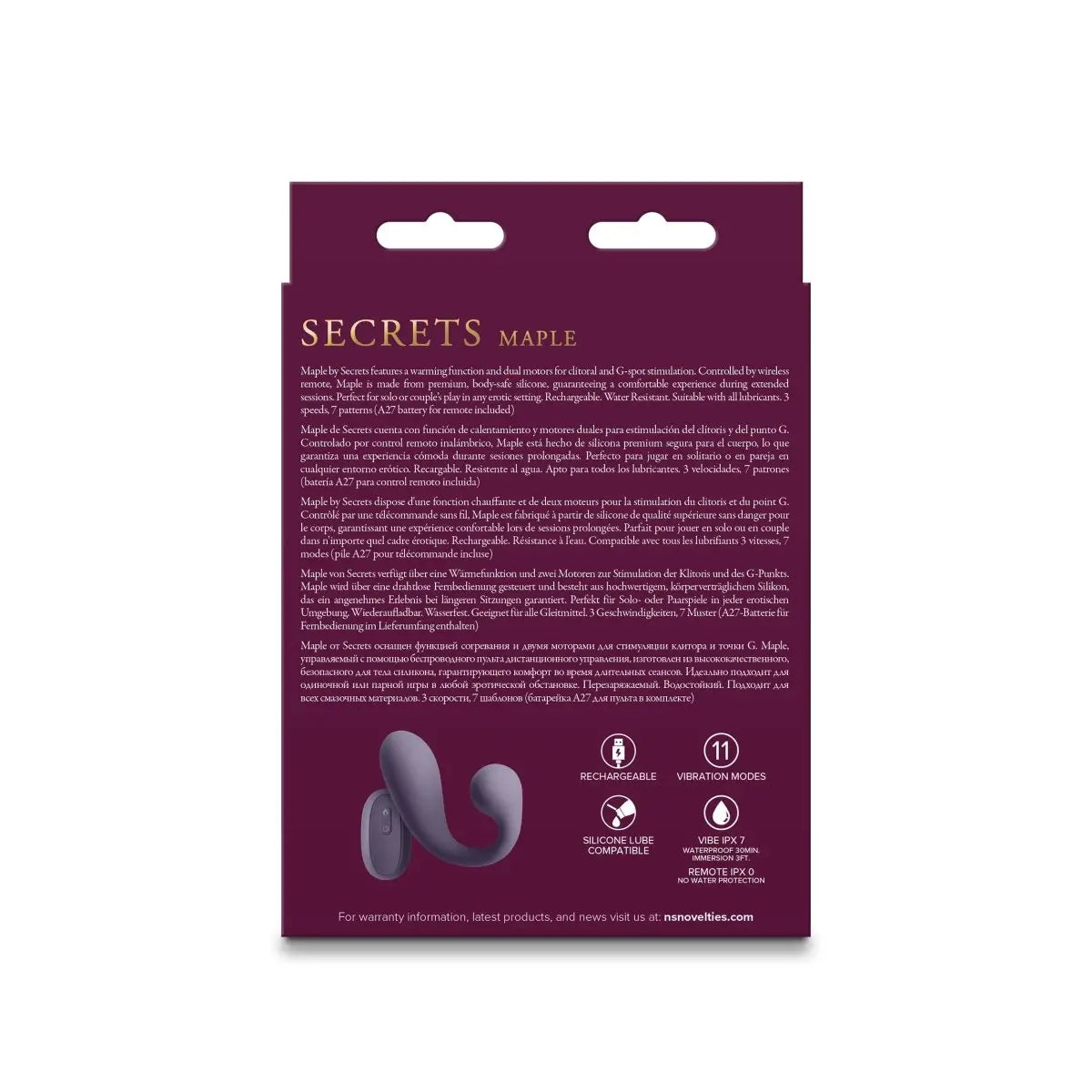 Secrets Maple Remote Vibrator - Rolik®