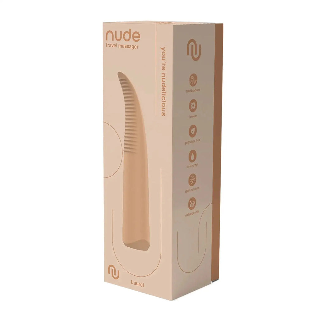nude Laurel Rechargeable Travel Massager - Tan - Vibrator