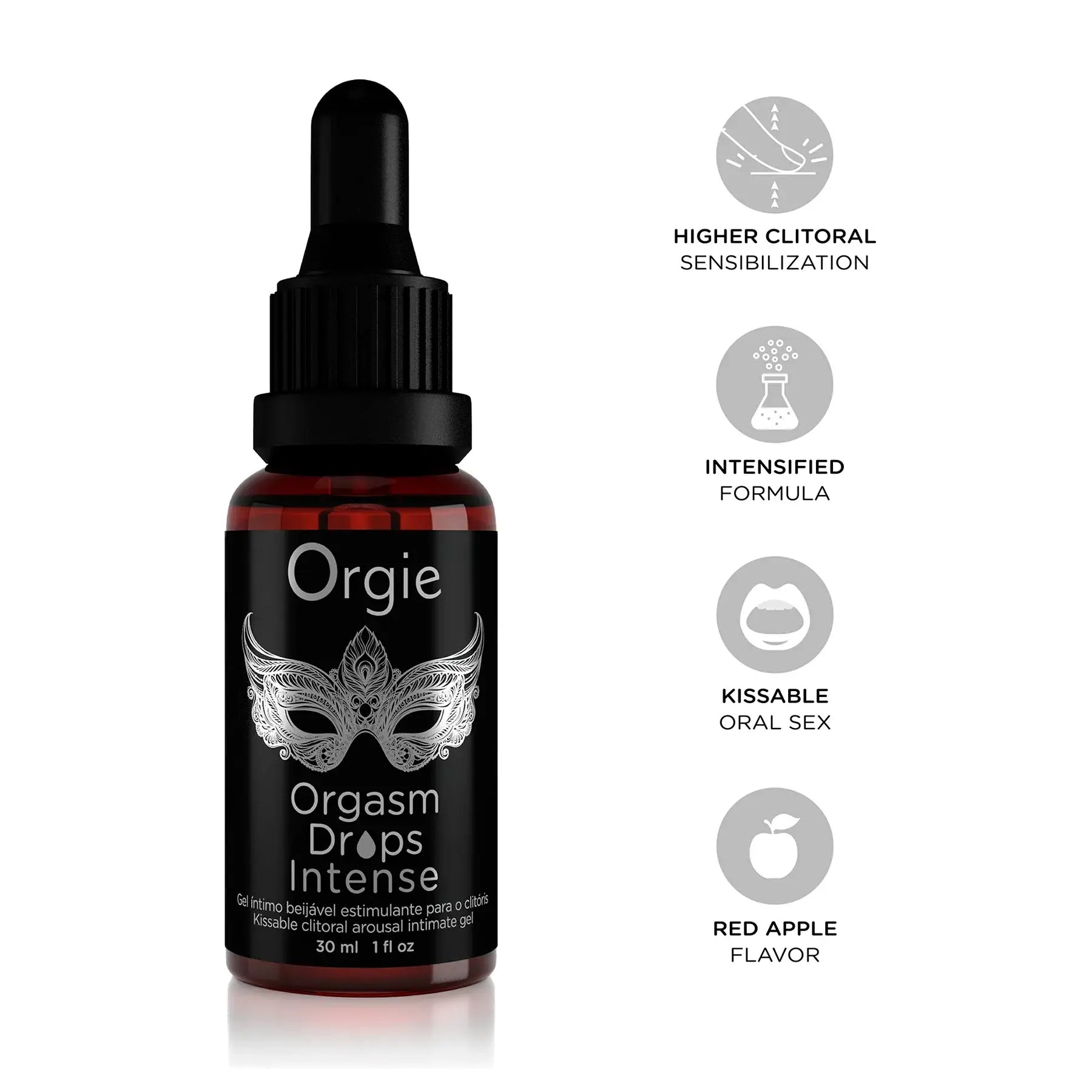 Orgie Orgasmic Drops Apple Flavored Intense Intimate Arousal Gel - 1 fl. oz. - Enhancers
